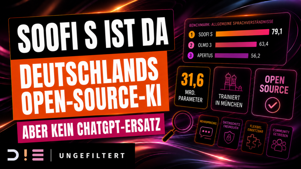 SOOFI S im Benchmark vor OLMo 3 und Apertus – Deutschlands Open-Source-KI mit 31,6 Milliarden Parametern